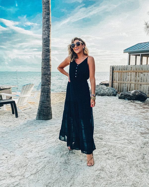 81meZQb1TJS.jpg Sundress for Women 2025 Summer Spaghetti Strap Sleeveless High Waist Beach Long Maxi Dresses