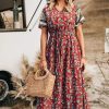 81rSES5AnL.jpg Women's Summer Boho Floral Dress Casual Beach Vacation Sundress V Neck Short Sleeve Long Maxi Dresses