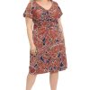 Women's Floral Printed V-Neck Empire Waist Midi Dress