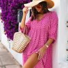 Womens Casual V Neck Summer Half Sleeve Bohemian Floral Mini Tunic Short Dresses