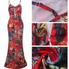 Women's Summer Floral Spaghetti Strap Long Maxi Dresses Low-Cut Bohemian Beach Sundress