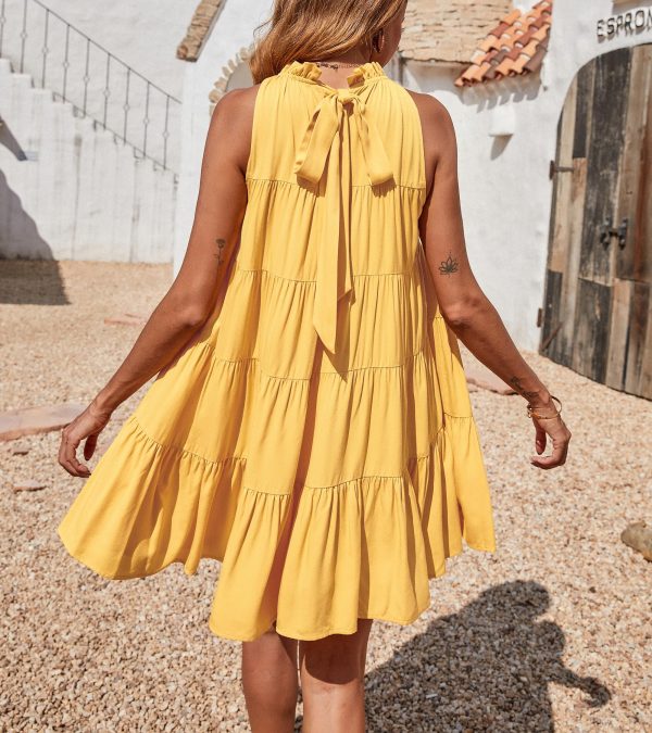 91qyvORgZGL.jpg Womens Summer Dresses 2025 Halter Sleeveless A Line Tiered Swing Sundress Casual Beach Vacation Mini Dress