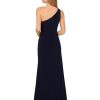 Women's One Shoulder Jersey Dress, Red Wine, 8