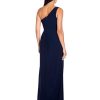 Women's One Shoulder Jersey Dress, Red Wine, 8