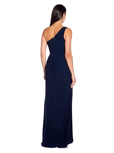 Women's One Shoulder Jersey Dress, Red Wine, 8