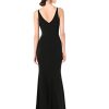 Women's Jordan Plunging Drape Front Sleeveless Long Gown with Slit