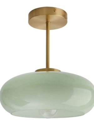 21OEC-tyeaL.jpg Milk Ceiling Light mid Century Modern Ceiling Light fixtures with Milk Green Glass Shade Gold Semi Flush Mount Ceiling Light,