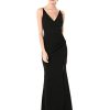 Women's Jordan Plunging Drape Front Sleeveless Long Gown with Slit