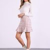 3115FkxR-GL.jpg Women's Plaid Skirts Ruffle Hem Button Decor Tweed Mini Skirt