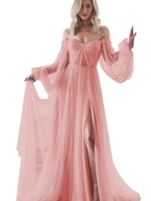 Long Sleeve Wedding Dress Plus Size Prom Dress 2024 Tulle Ball Gown Princess Formal Evening Gowns for Women