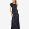 Women's Short-Sleeve All Over Sequin Gown