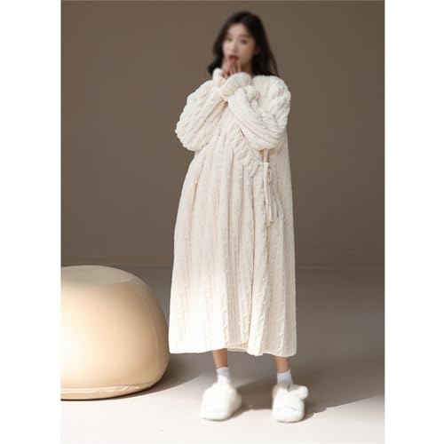 3133ipWrnwL.jpg JSEIAJB Thickened And Plush Kimono Long Pajamas For Women's Autumn And Winter Warm Plush Morning Gown