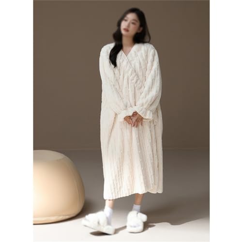 315axD-wmL.jpg JSEIAJB Thickened And Plush Kimono Long Pajamas For Women's Autumn And Winter Warm Plush Morning Gown