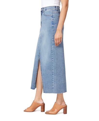 Jeans for Women High Rise Frayed Hem Front Slit Maxi Jean Skirt 36-Inch, Sizes 0-12