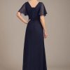 31BfewDlLUL.jpg Asymmetrical Neck Beading Mother of The Bride Dresses Long Ruffle Chiffon Formal Evening Gowns with Pockets 2025