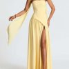 31CkL10N6NL.jpg Strapless Bridesmaid Dress with Scarf Chiffon Long Prom Dresses Evening Dress