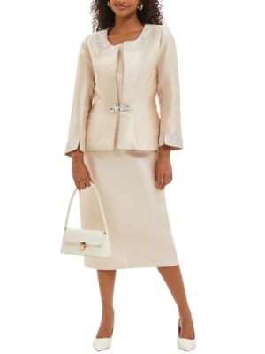 31HBe3FyyL.jpg Women's 3 Piece Church Suits for Formal Occasions with Handmade Diamond Hot Stamping Dress Church Set