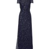 Women's Short-Sleeve All Over Sequin Gown