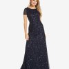 Women's Short-Sleeve All Over Sequin Gown
