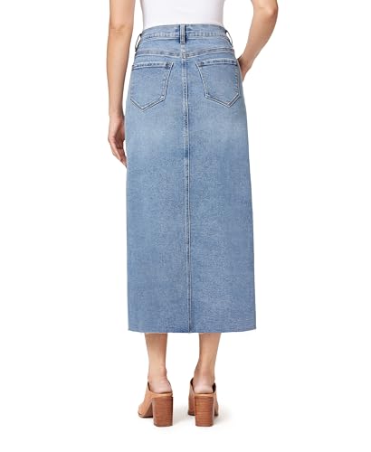 Jeans for Women High Rise Frayed Hem Front Slit Maxi Jean Skirt 36-Inch, Sizes 0-12