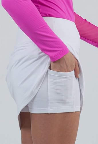 IBKUL Athleisure Wear Sun Protective UPF 50+ Icefil Cooling Tech Faux-Wrap 17 ¼” Skort with Back Pockets 26000 Hot Pink Solid M