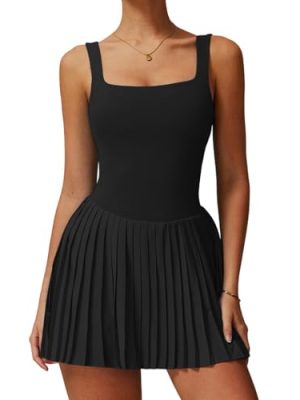 Tennis Skirt with Inner Lining Golf Pleated Skirt Suit Double Layer Design Dresses Workout Dress with Pockets