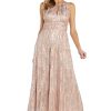 Women's Metallic Bloom Pleated Maxi Dress