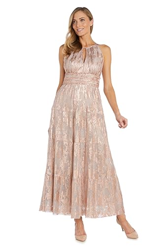 31KApzJF3HL.jpg Women's Metallic Bloom Pleated Maxi Dress