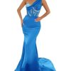 31KZBpQs6iL.jpg Sequin Beaded Mermaid Prom Dresses Long Sexy One Shoulder Satin Tulle Formal Evening Party Gowns with Train 2024
