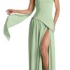 31NAGxnOXL.jpg Strapless Bridesmaid Dress with Scarf Chiffon Long Prom Dresses Evening Dress