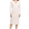 31NFtiV1bcL.jpg Women's V-Neck Midi with Side Skirt Buttons Detail