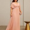 Short Sleeves Plus Size Mother of The Bride Dresses for Curvy Women V Neck Formal Dresses with Pockets YZTS224