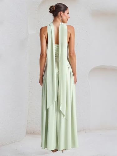 31NxdQEYTrL.jpg Strapless Bridesmaid Dress with Scarf Chiffon Long Prom Dresses Evening Dress