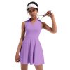 2pcs Tennis Dress Suit Solid Sleeveless Turn-Down Collar Badmintan Golf Tennis Dresses