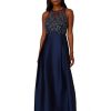 Women's Bead Combo Taffeta Long Dress