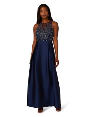 Women's Bead Combo Taffeta Long Dress
