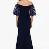 Women's Illusion Sleeve Off The Shoulder Long Dress (Reg and Petite)