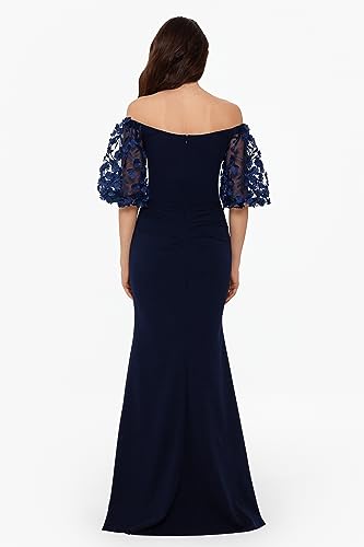 Women's Illusion Sleeve Off The Shoulder Long Dress (Reg and Petite)