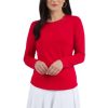 IBKUL Athleisure Wear Sun Protective UPF 50 Icefil Cooling Tech Long Sleeve Crew Neck Top with Under Arm Mesh – 83000 Red Solid