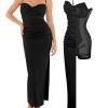 Women's Summer Maxi Dress - Shapewear Long Formal Cocktail Party Dresses Ruched Bodycon Dress