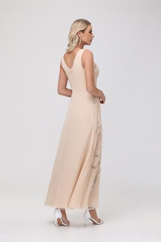 Chiffon Long Mother of The Bride Dress 2025 Sequin Wedding Guest Dress with Jacket CY134