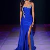 31W3jx8olvL.jpg Strapless Beaded Mermaid Prom Dresses 2024 Long Satin Sweetheart Formal Evening Party Bridesmaid Gowns for Wedding with Slit