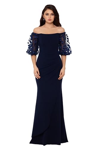 Women's Illusion Sleeve Off The Shoulder Long Dress (Reg and Petite)