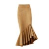 Long Mid- Skirt Women Size Mermaid Style Ladies Waist Ruffles Winter Skirts