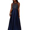 Women's Bead Combo Taffeta Long Dress