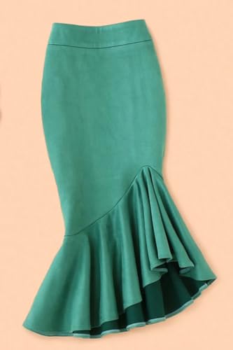 31d69n1zsL.jpg Long Mid- Skirt Women Size Mermaid Style Ladies Waist Ruffles Winter Skirts