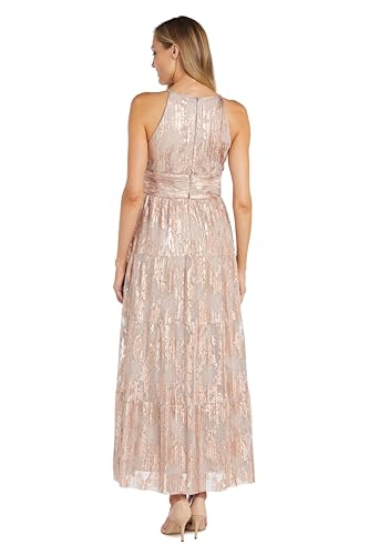 31fyC0inojL.jpg Women's Metallic Bloom Pleated Maxi Dress