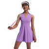 2pcs Tennis Dress Suit Solid Sleeveless Turn-Down Collar Badmintan Golf Tennis Dresses