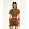 Women's Grace Faux Suede Crop Top and Mini Skirt Set