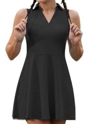 Women Tennis 2pcs Tennis Dress Suit Solid Sleeveless Turn-Down Collar Badmintan Golf Tennis Dresses